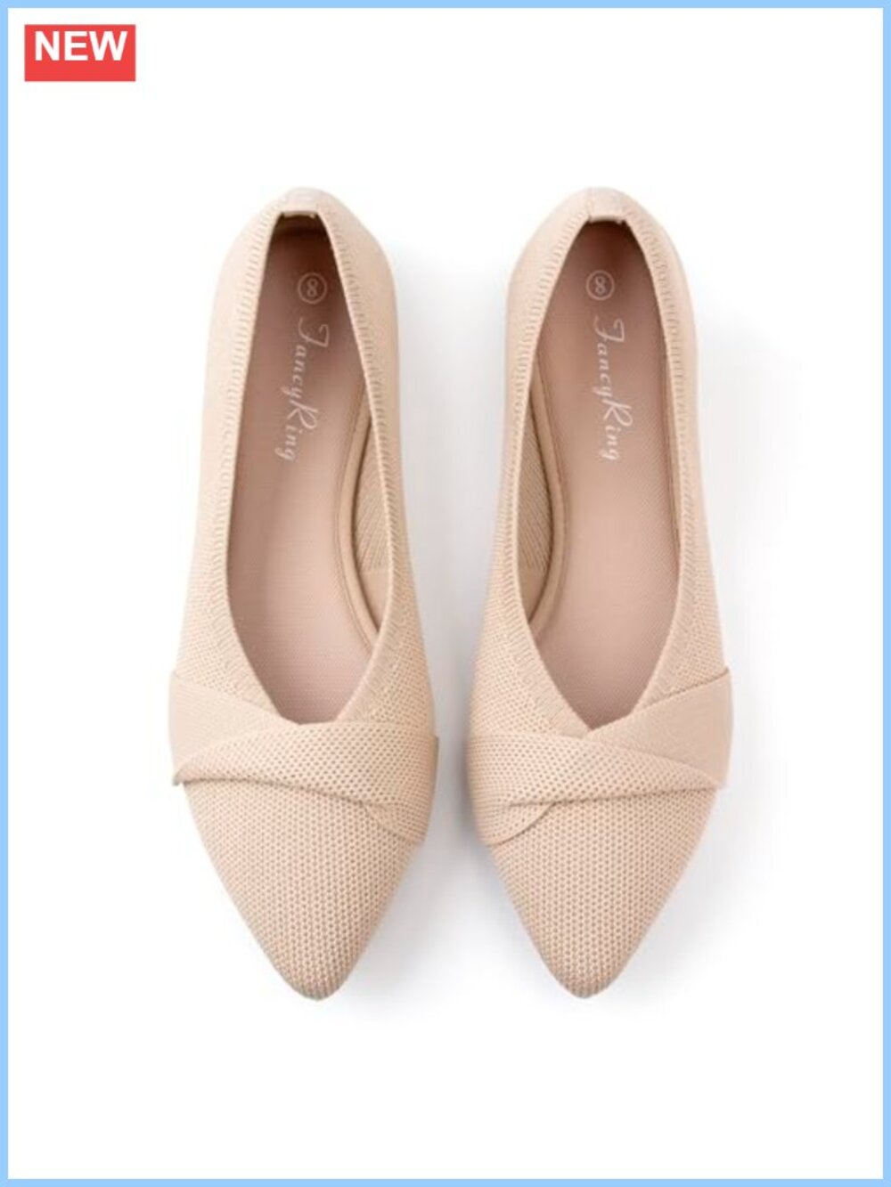 Women's Knit Ballet Flats Pointed Toe Slip-On Comfort Shoes